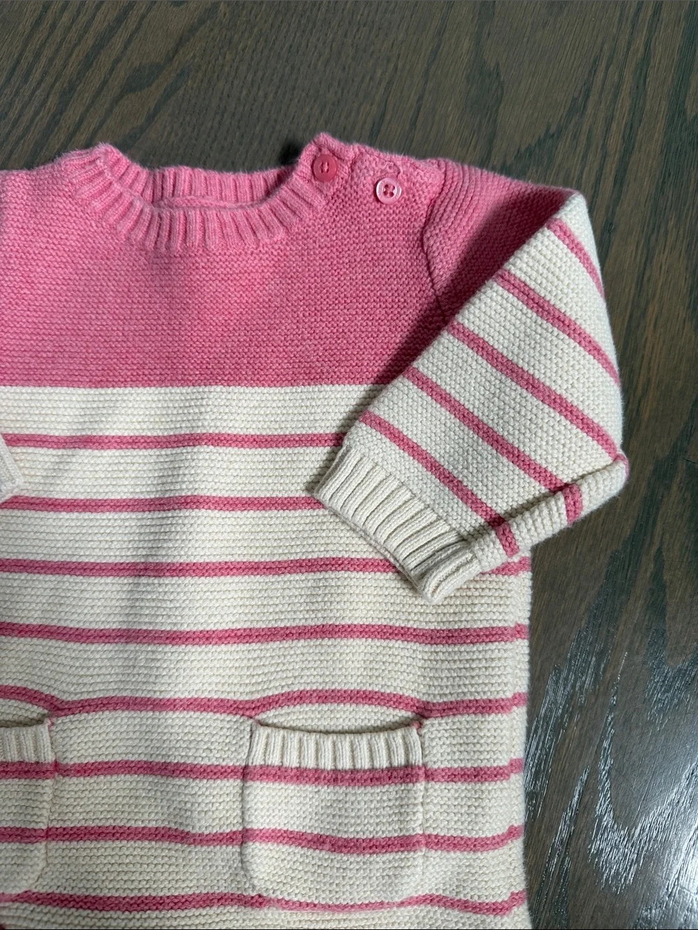 baby GAP Pink & Cream Striped Knit Romper 6-12M